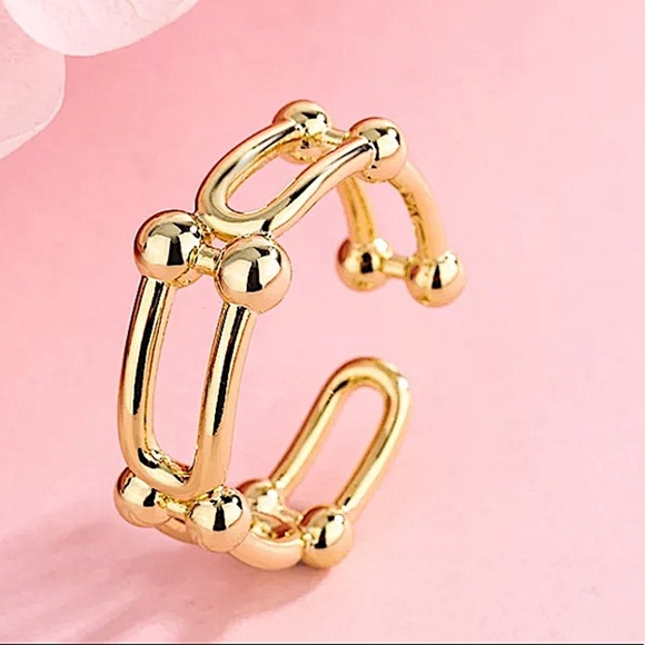 U Link Horseshoe Gold Plated Necklace Bracelet Ring Earrings Matching Set - Picture 11 of 12